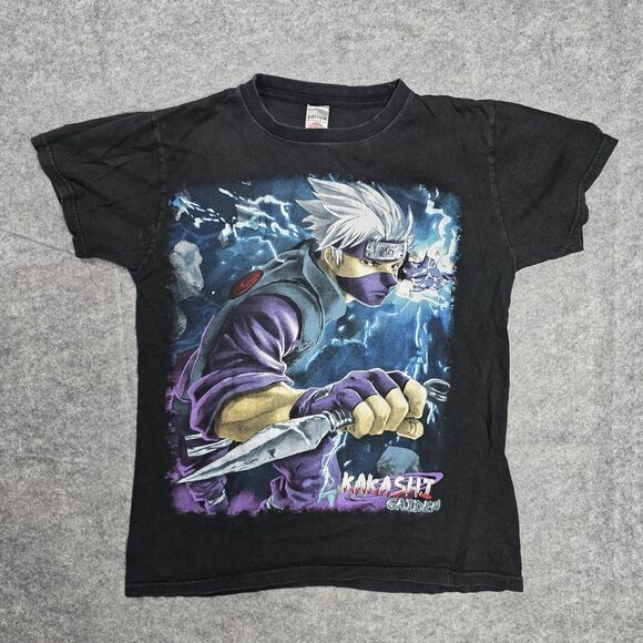 Kakashi Gaiden Shirt Medium Black Anime Naruto Graphic Double Sided Tee - Picture 1 of 8